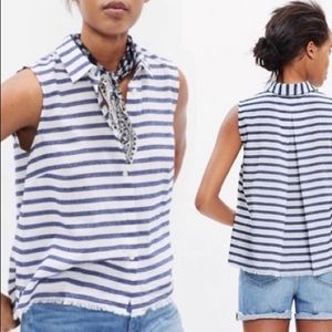 Madewell Striped Cropped Button Down Tank - XS